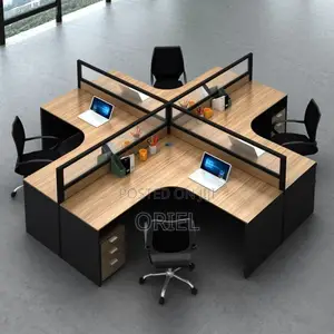 Office Workstation : 4-Way Curved Office Workstation