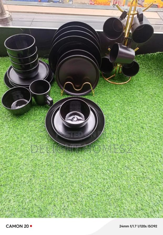 24pcs Black Dinner Set_ele - thumbnail 2