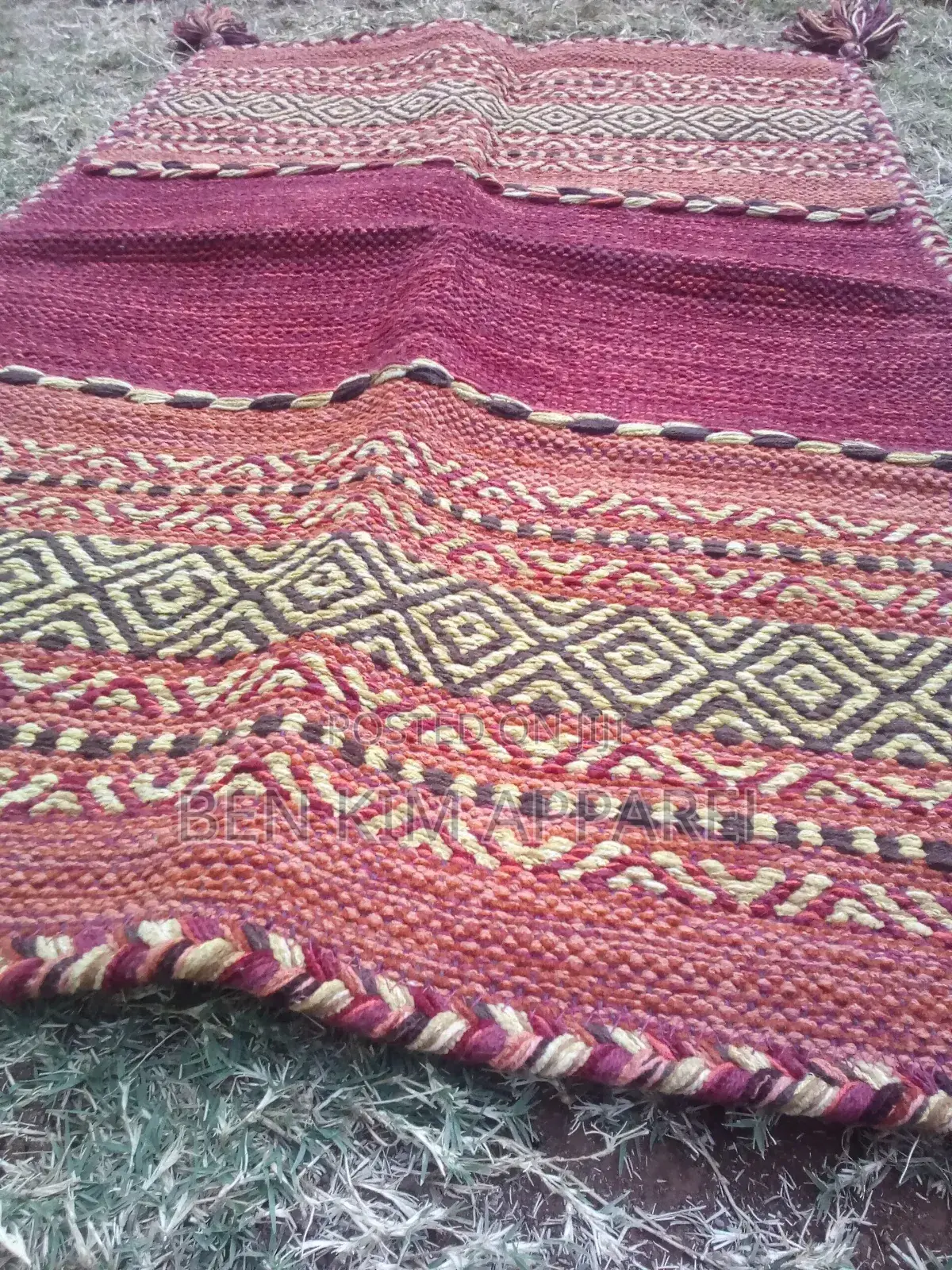 Red Pure Cotton Rug 90cms by 60cms