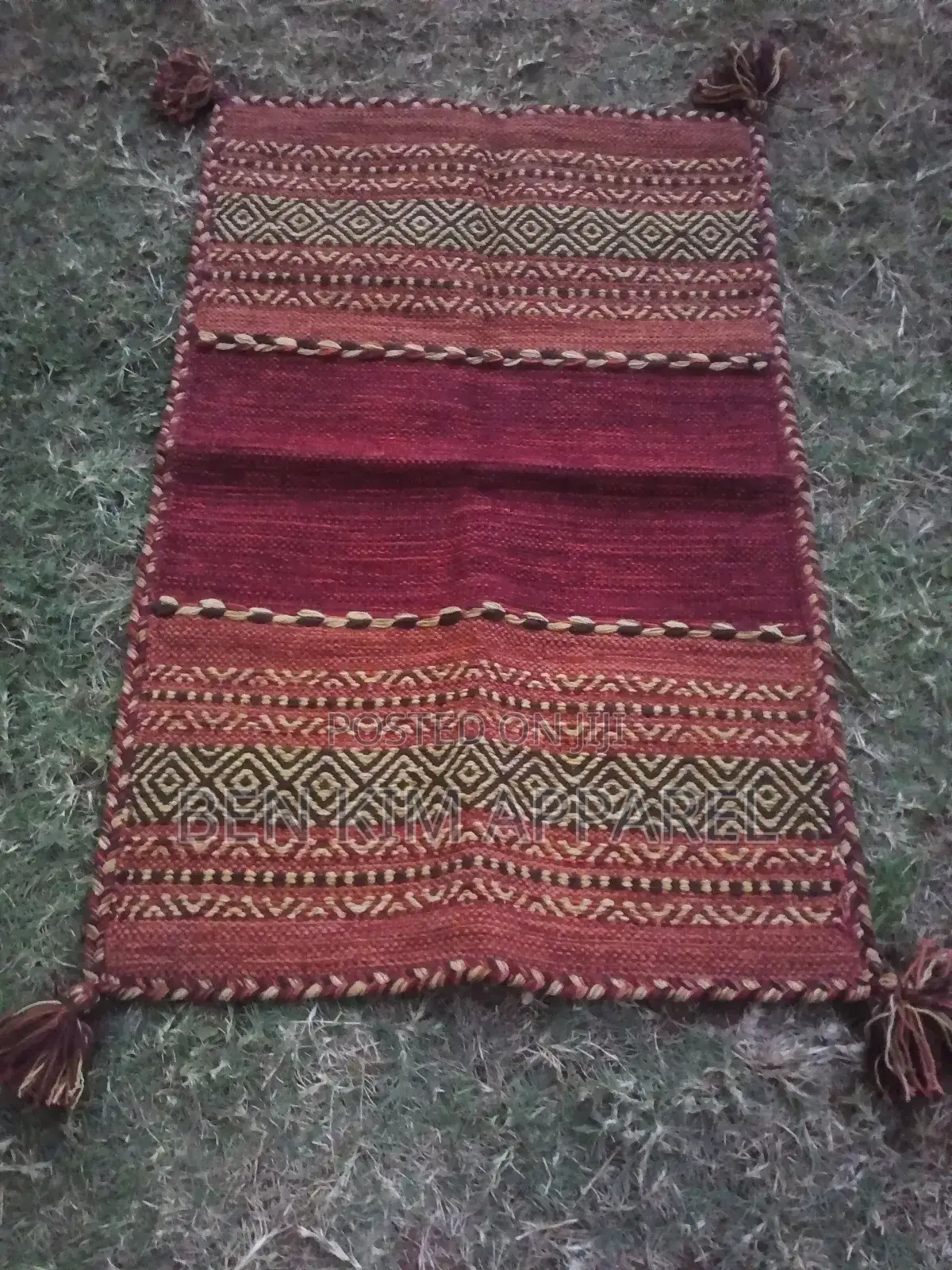 Red Pure Cotton Rug 90cms by 60cms