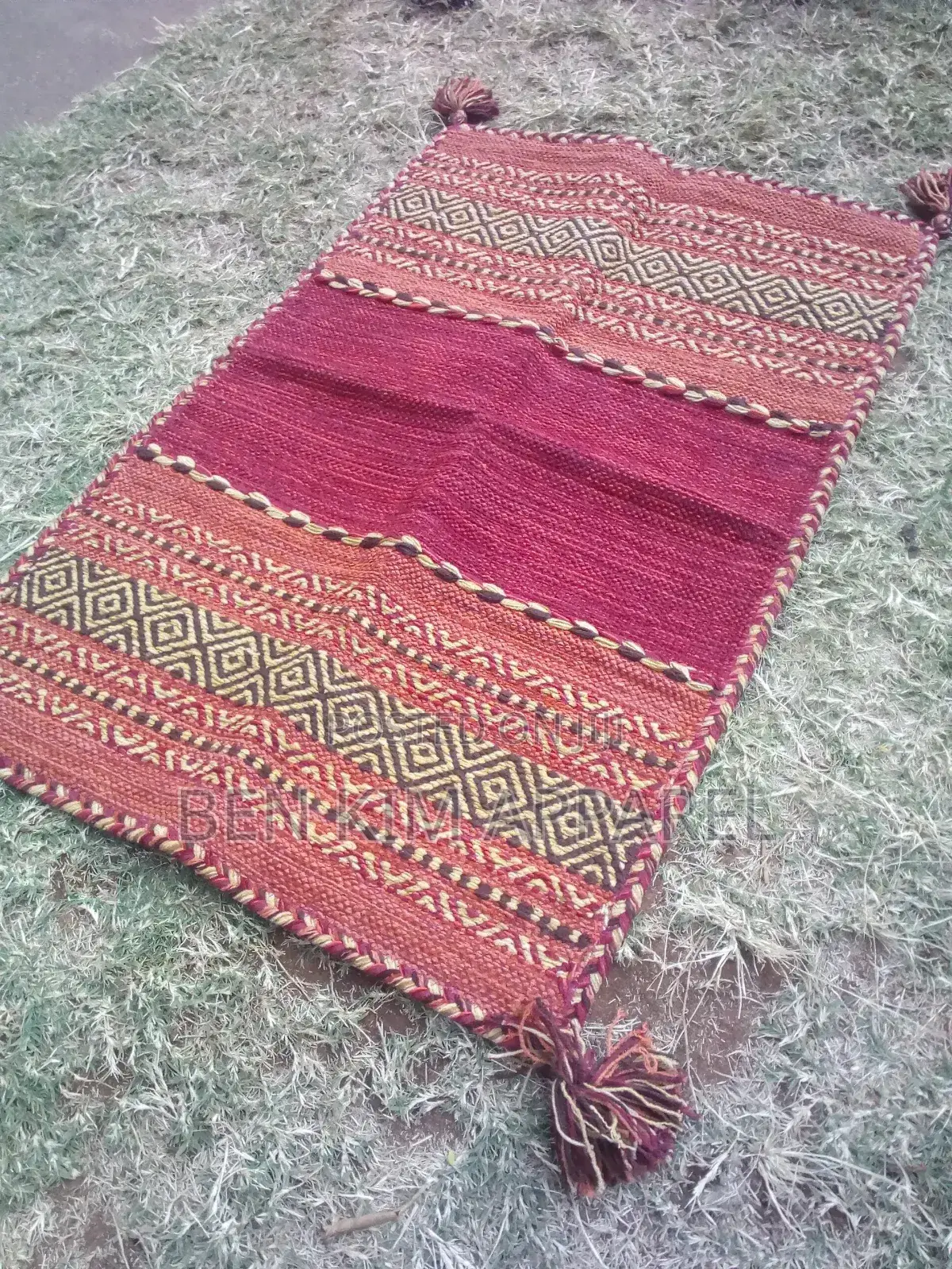 Red Pure Cotton Rug 90cms by 60cms