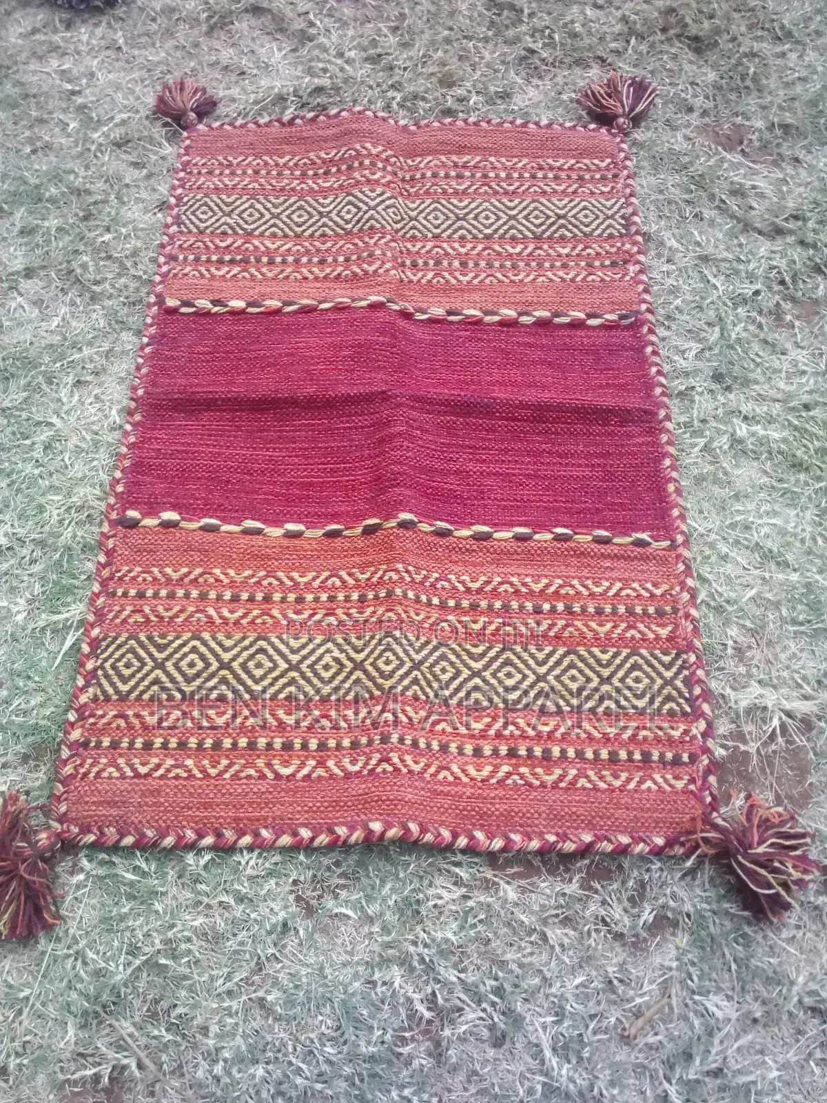Red Pure Cotton Rug 90cms by 60cms