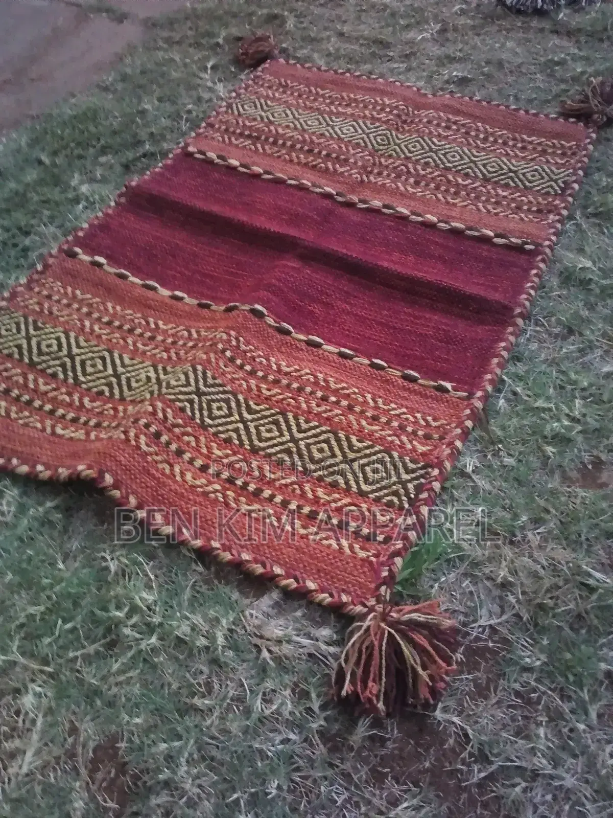 Red Pure Cotton Rug 90cms by 60cms