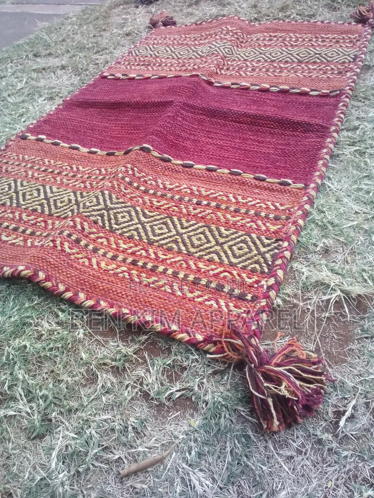 Red Pure Cotton Rug 90cms by 60cms
