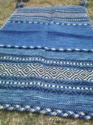 Hassina Blue Pure Cotton Rugs 120cm by 180cm