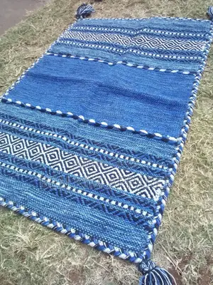 Hassina Blue Pure Cotton Rugs 120cm by 180cm
