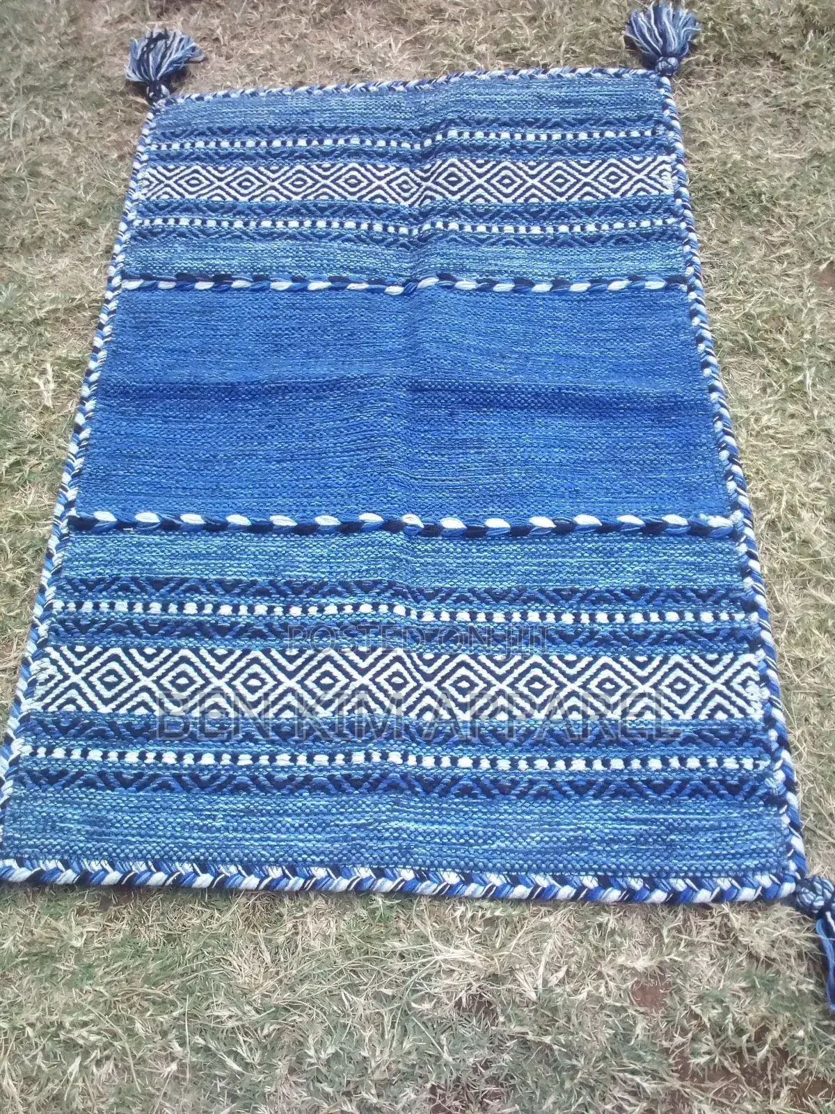 Hassina Blue Pure Cotton Rugs 120cm by 180cm