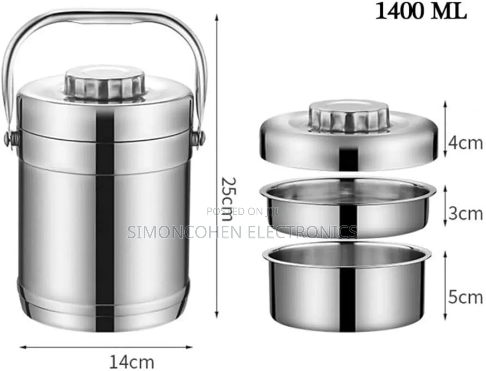 1.4l Stainless Steel 3 In1 Food Flask Lunchbox