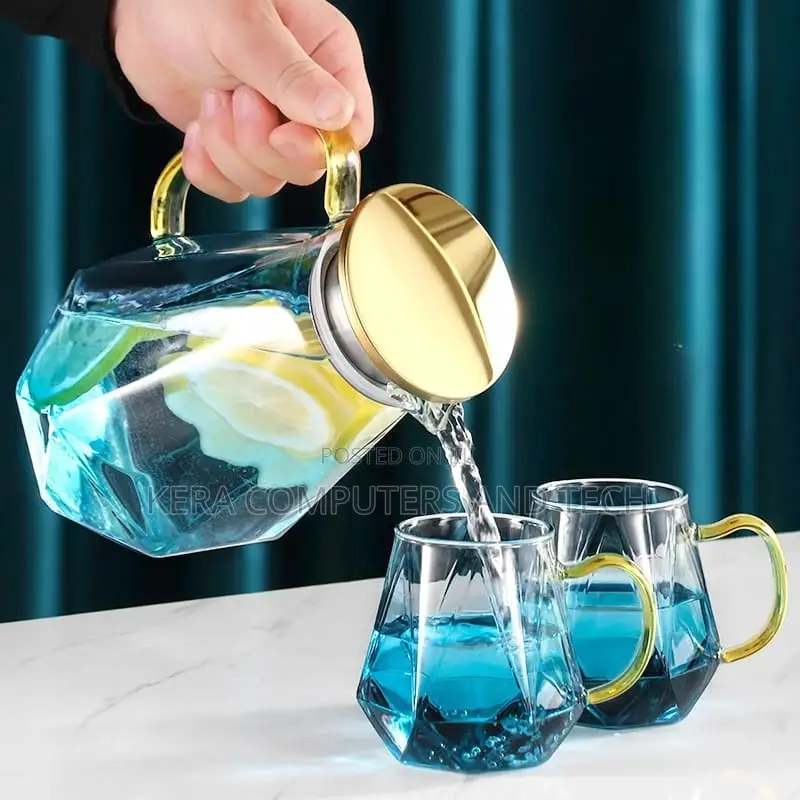 Diamond Textured Glass Teapot Set