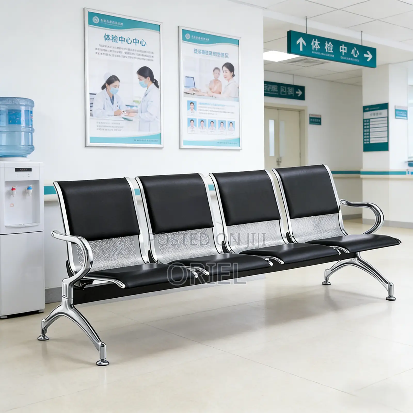 Office Bench : 4-Seater Office Waiting Padded Bench