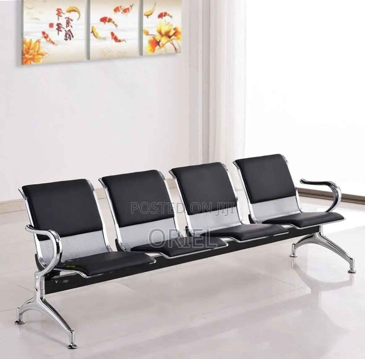 Office Bench : 4-Seater Office Waiting Padded Bench