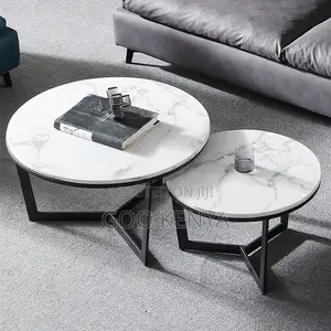 Home Table Set; Round Marble Coffee Table Set With Nordic Design
