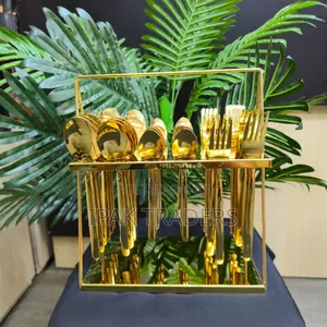 *36pcs Gold Cutlery Set With Unique Stand* Gold