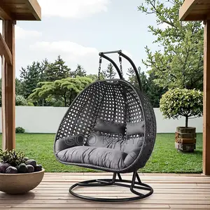 Home Chair; 2-seat Comfortable Egg Chair Swing Set For Outdoor Leisure