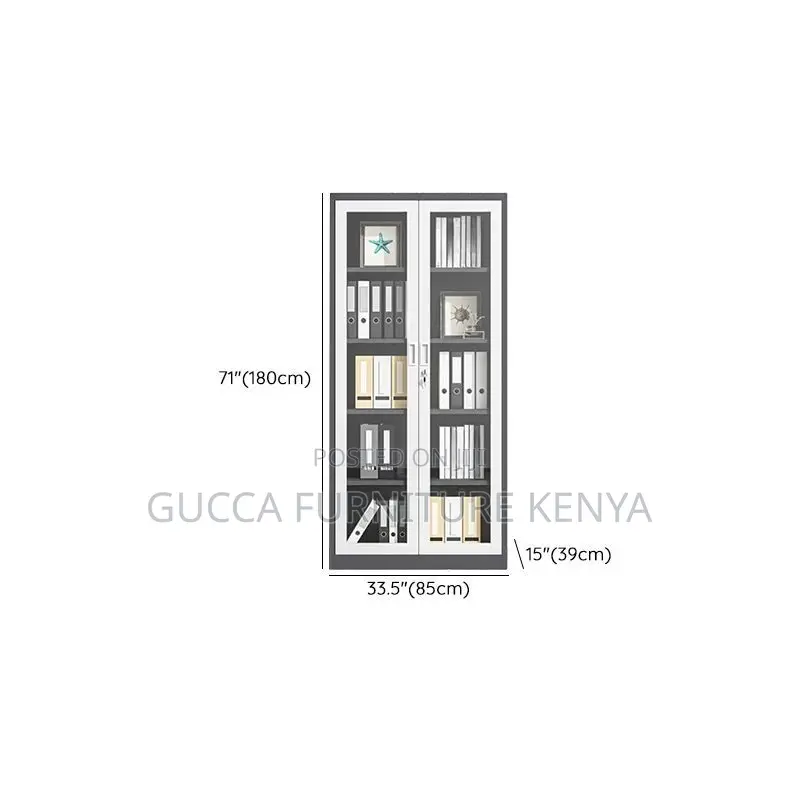 2-door Full Glass Office Storage Cabinet