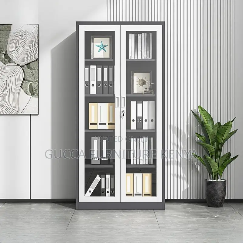 2-door Full Glass Office Storage Cabinet