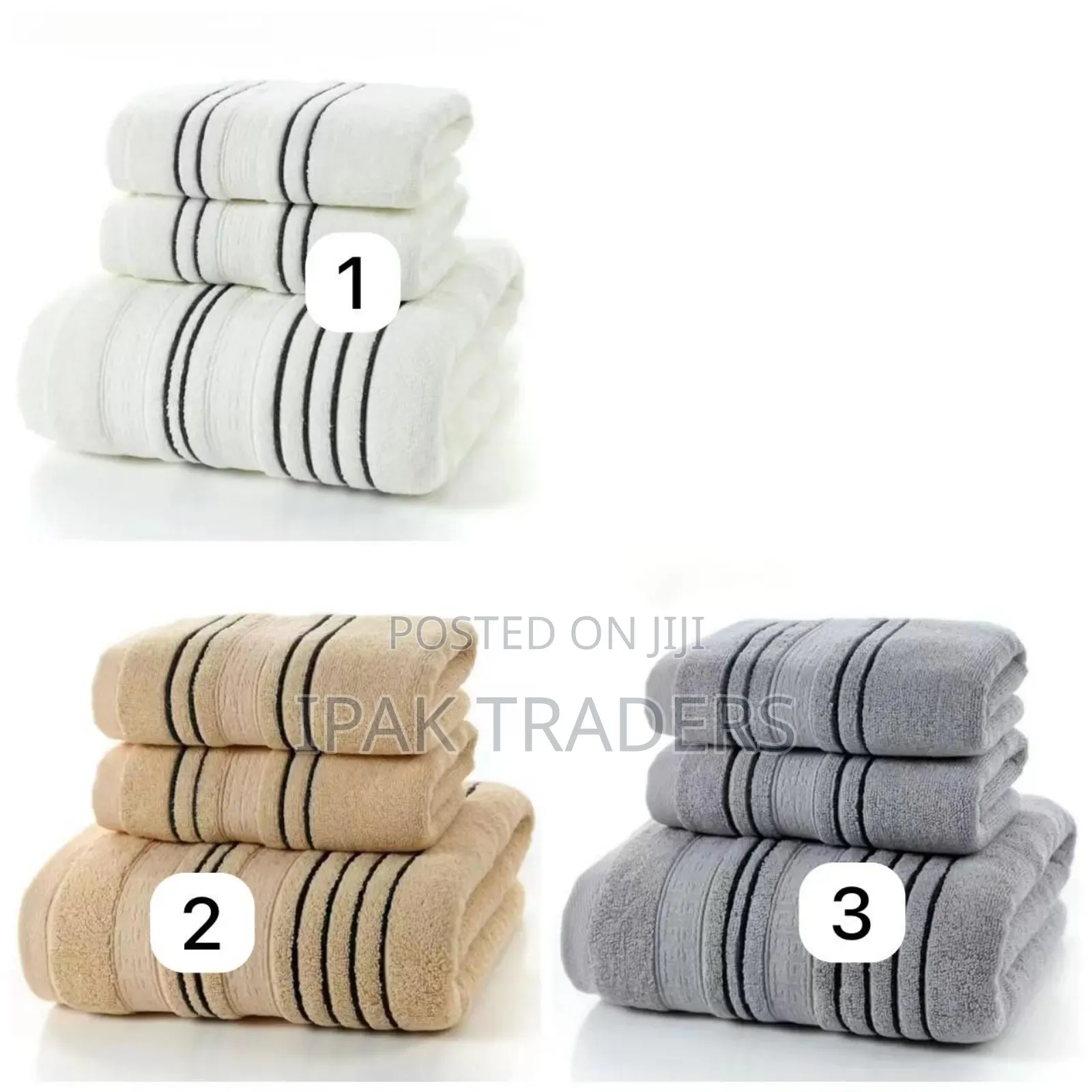 *3 in 1 Towel Set* -Material: 100% Cotton