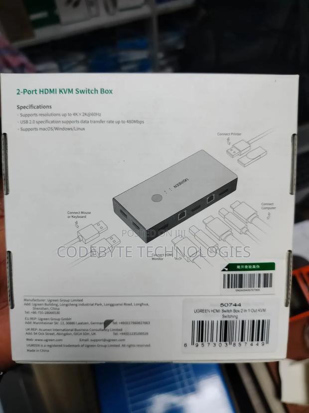 Ugreen Hdmi Switch Box 2 in 1 Out KVM Switching - thumbnail 2