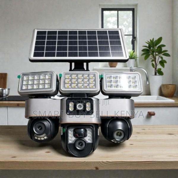 Waterproof 12mp 4g PTZ Rotating 3 Lens Camera With Solar Flood Light - main view