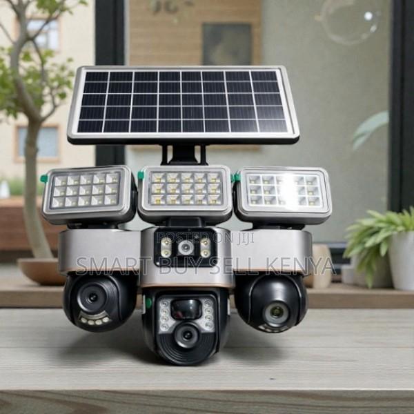 Home Surveillance 12mp 4g PTZ 3-Lens Camera With Solar Flood Light - main view