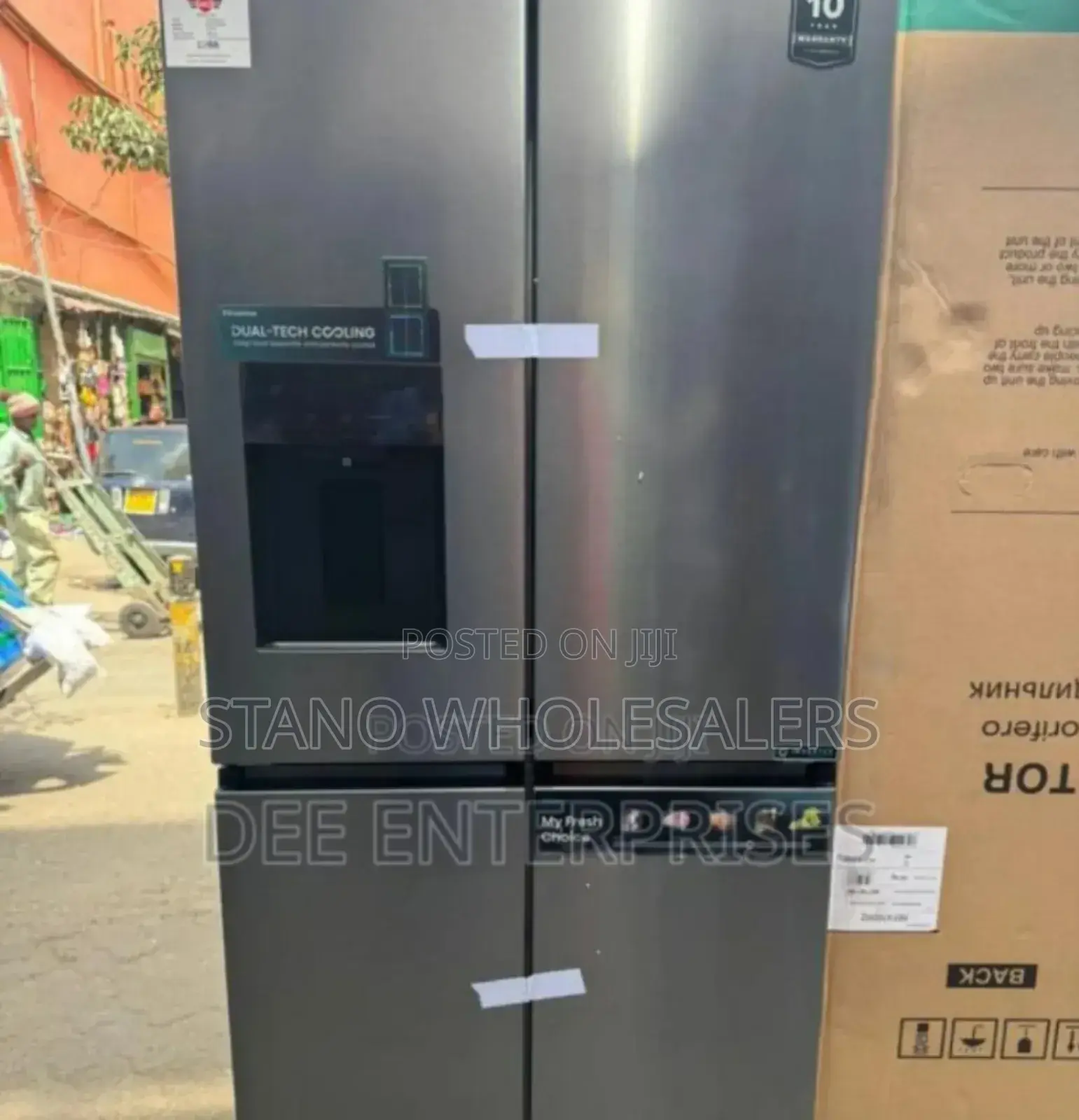 Colour Grey- Hisense 508l Side by Side Fridge