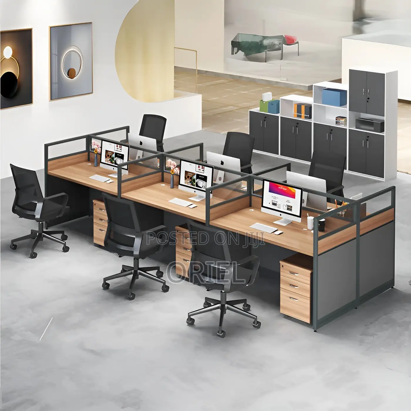 Office Workstation : Modern 6-way Office Workstation