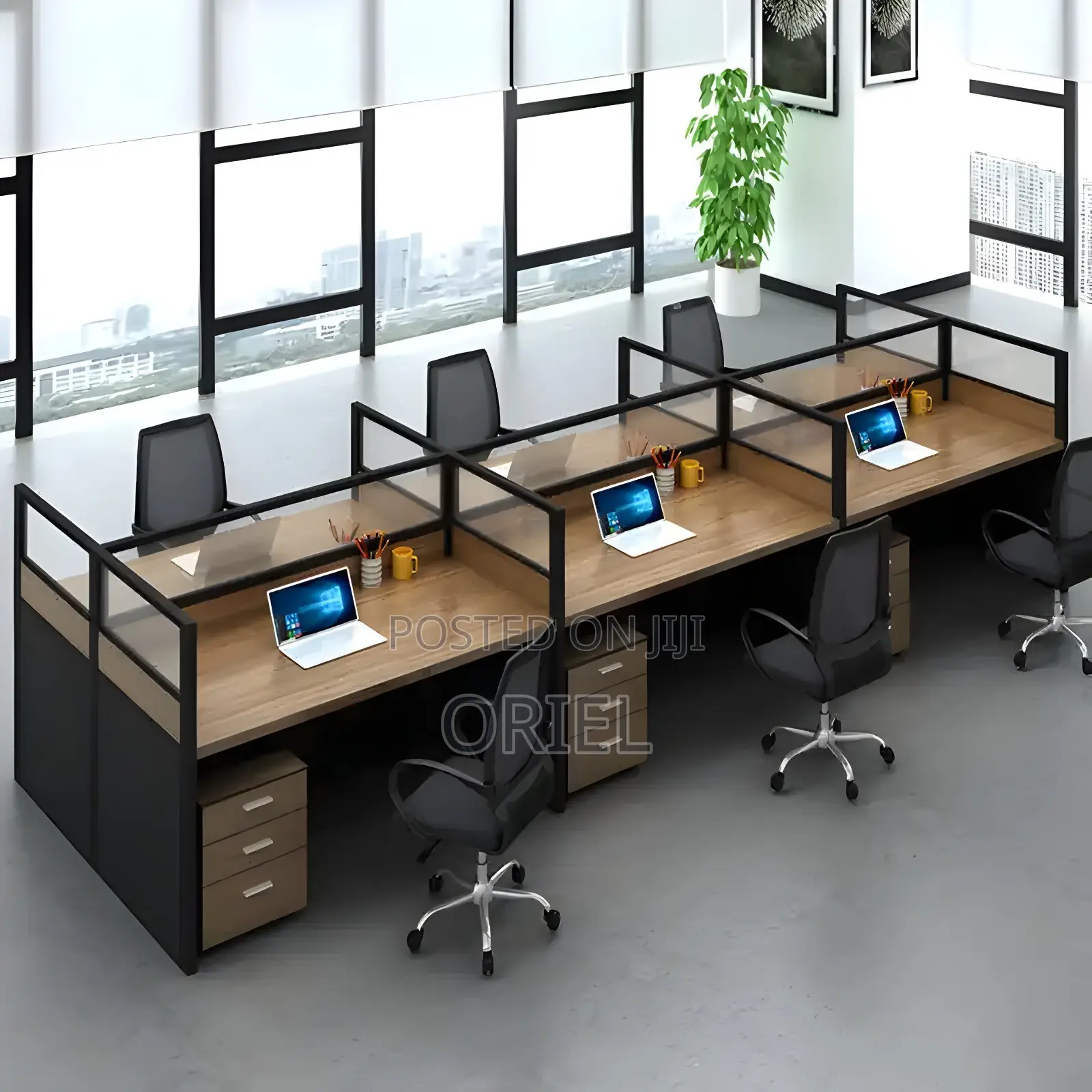Office Workstation : Modern 6-way Office Workstation