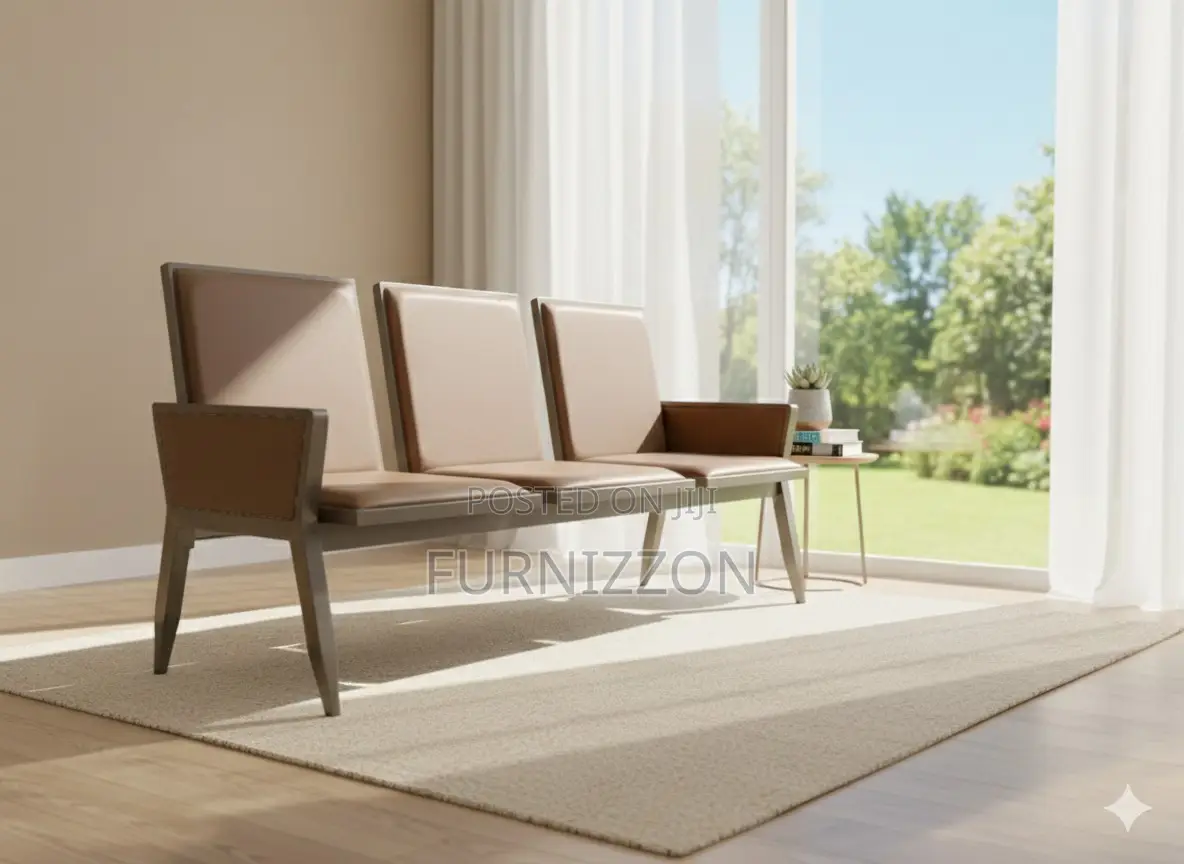 Modern Brown Pu Bench 3 Seater Design