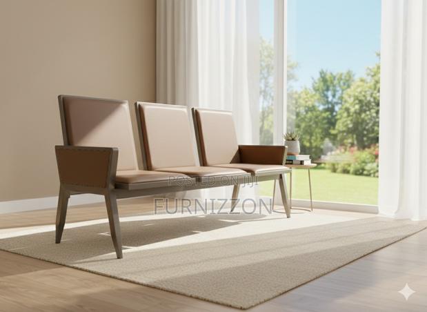 Modern Brown Pu Bench 3 Seater Design