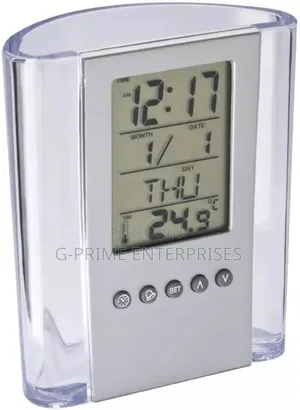 Pen Holder With Clock Display