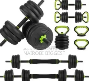 Pure Black. Assembled 30kgs Dumbell Set. Kettle Bells Set