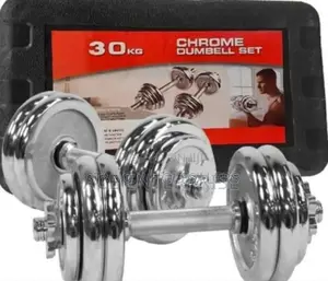 With Case. Casee. 30kgs Dumbell Set. Chrome Dumbells