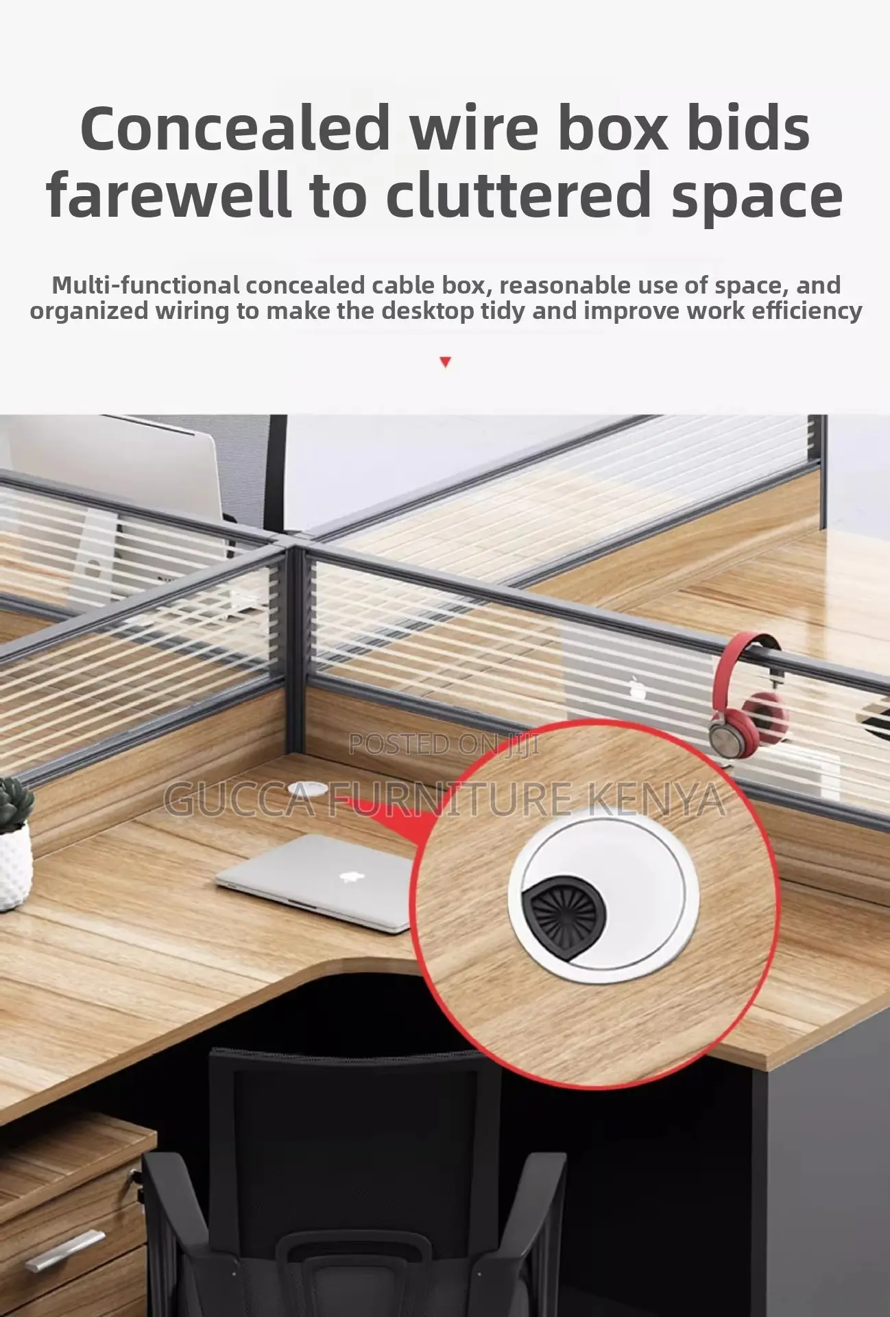 4-way Curved Brown Modular Office Workstation
