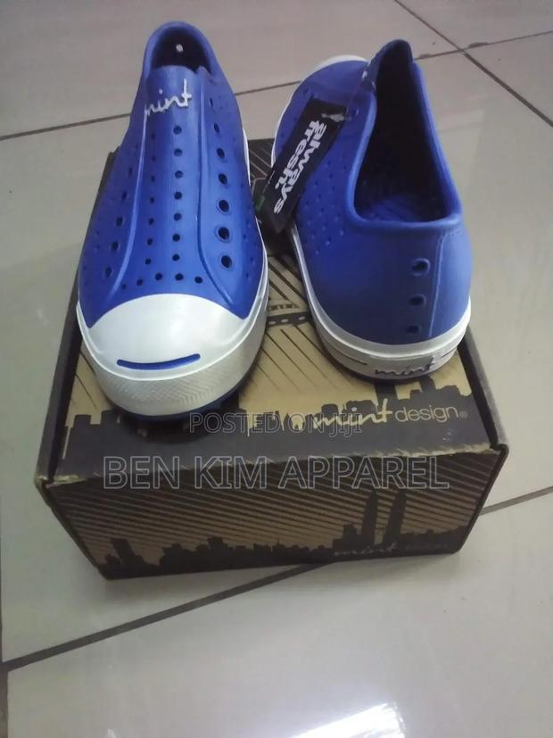Rubber Slip Ons Shoes Blue Green and White Sizes 5 and 6