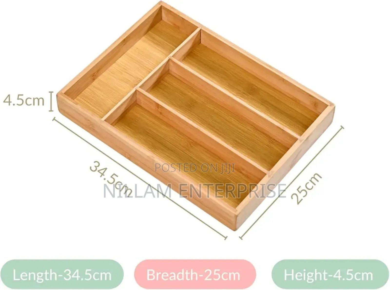 *Bamboo Cutlery Tray With 4 Slots,