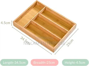 *Bamboo Cutlery Tray With 4 Slots,