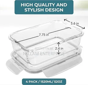 *1520ml Large Borosilicate Glass Container Food Storage With Lids
