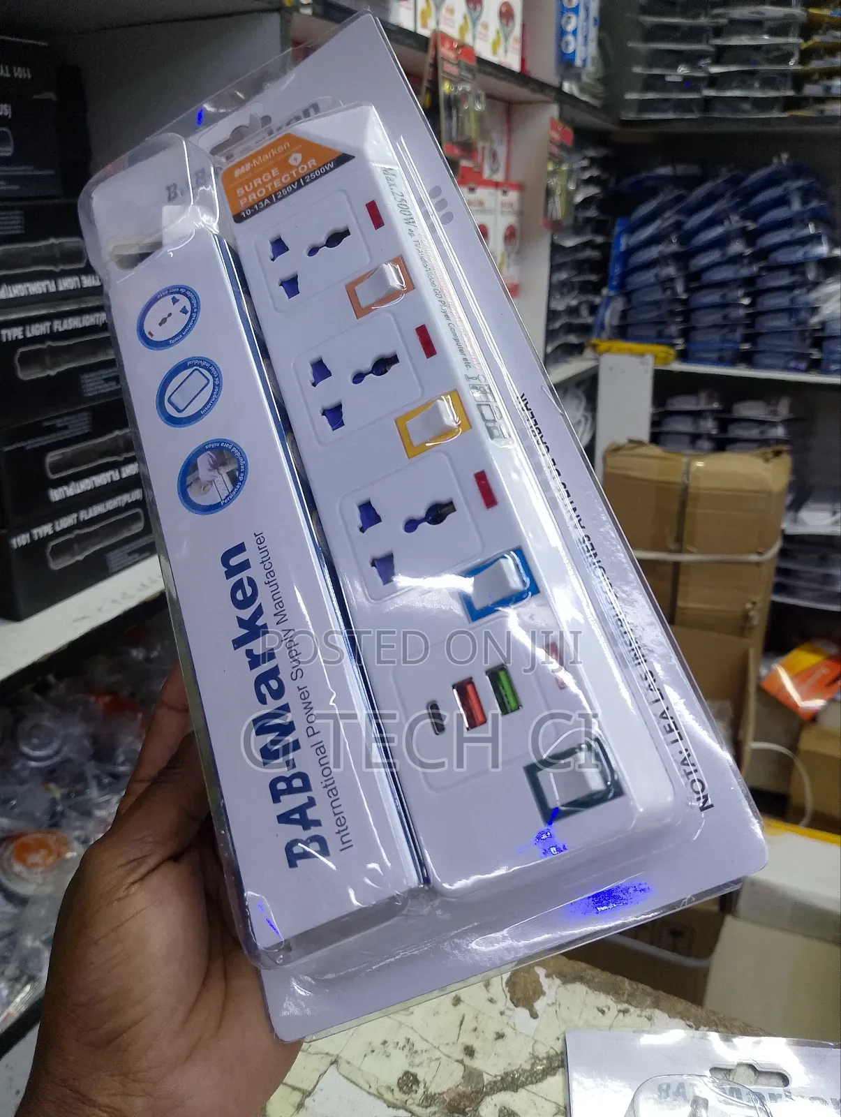 Bab-Marken 3 Way P+ Usb C Power Extension Cable (3 Metres)