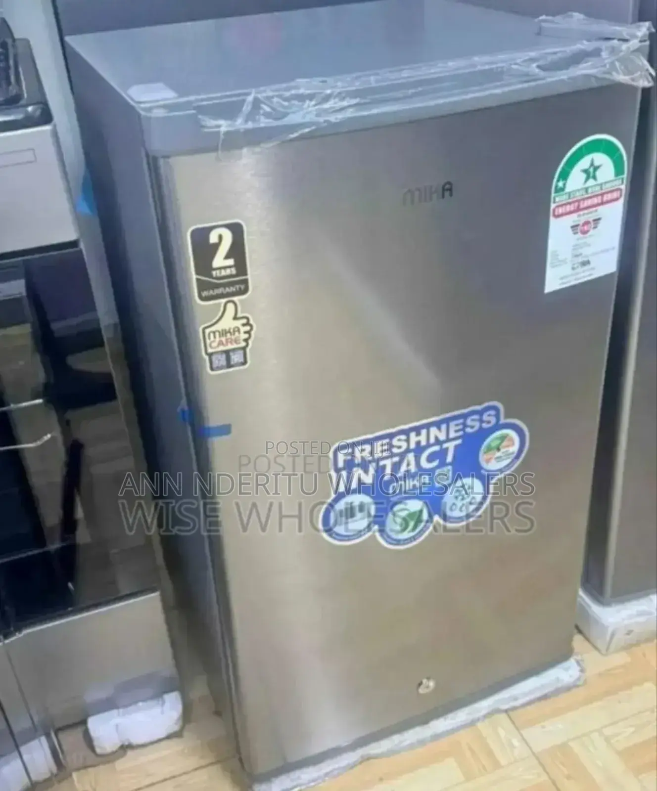 Colour Grey. New Mika 92l Fridge. New
