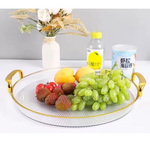 3 in 1 Modern Creative Striped Tray With Gold Rimmed Handles
