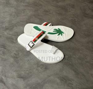 White Gucci Rubber Web Slide Sandals Size 39-46 - thumbnail 2