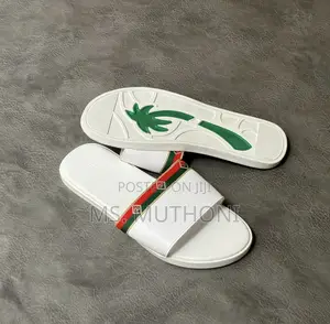 White Gucci Rubber Web Slide Sandals Size 39-46