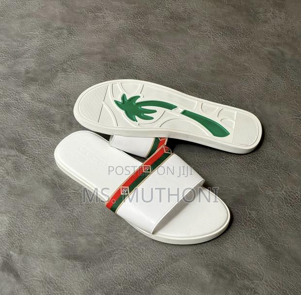 White Gucci Rubber Web Slide Sandals Size 39-46 - thumbnail 4