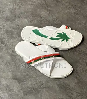 White Gucci Rubber Web Slide Sandals Size 39-46