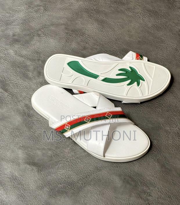White Gucci Rubber Web Slide Sandals Size 39-46 - thumbnail 5