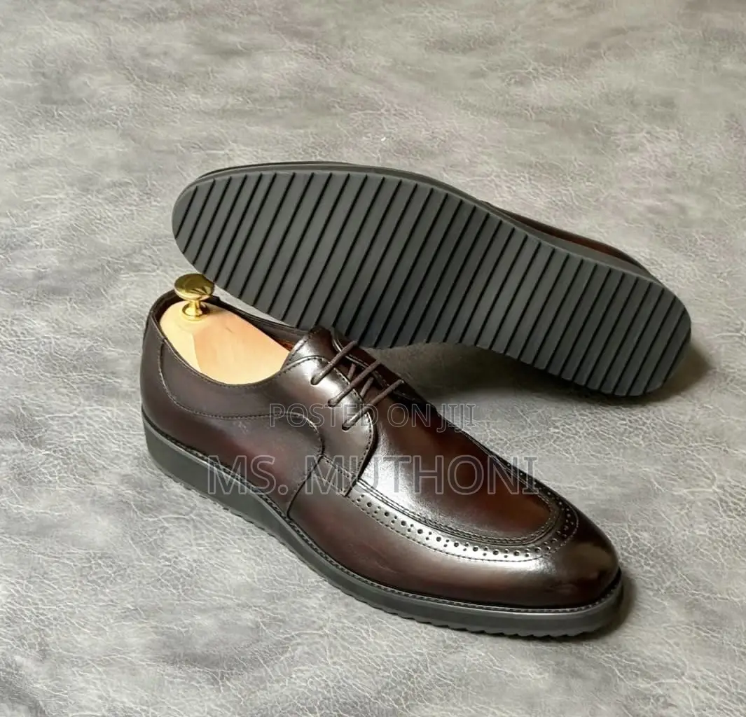 Di Bianco Men's Burgundy Leather Oxford Brogue Shoes Size 40 - 45