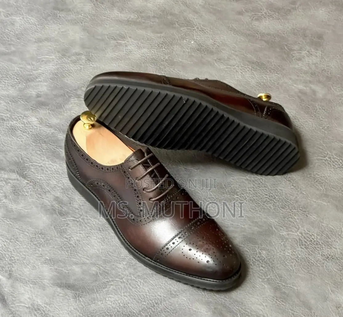 Di Bianco Men's Burgundy Leather Oxford Brogue Shoes Size 40 - 45