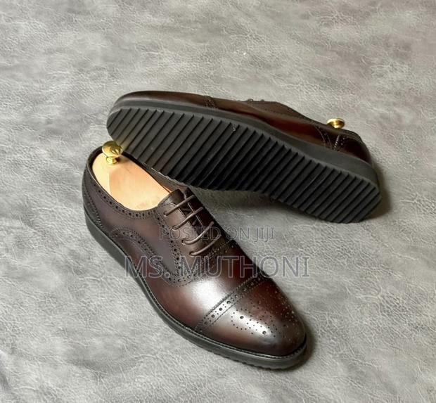 Di Bianco Men's Burgundy Leather Oxford Brogue Shoes Size 40 - 45