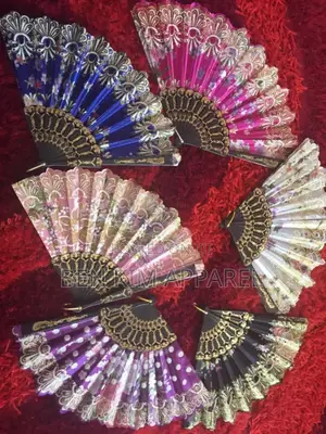 Hand Fans Fabric With Plastic Trimmings High Quality