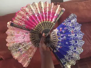 Hand Fans Fabric With Plastic Trimmings High Quality